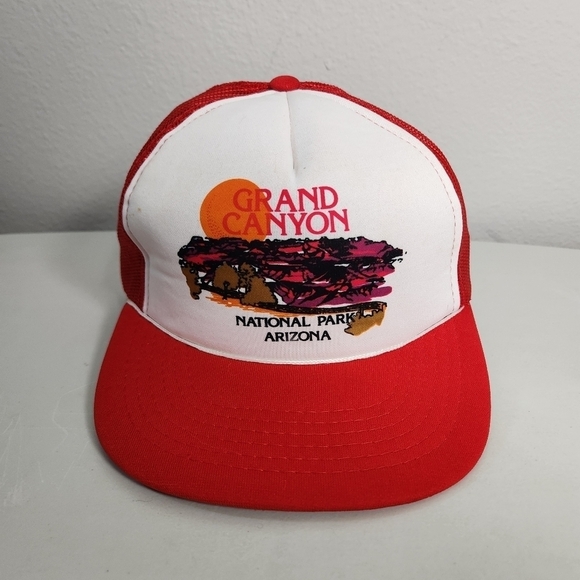 Vintage Grand Canyon Red White Snapback Trucker Hat - Picture 1 of 8